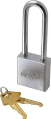 American Lock - 3" Shackle Clearance, Keyed Alike A6202 Padlock - 5/16" Shackle Diam, Steel, with Solid Steel Finish - Exact Tool & Supply