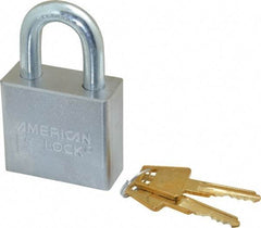 American Lock - 1-1/8" Shackle Clearance, Keyed Alike A50 Padlock - 3/8" Shackle Diam, Steel, with Solid Steel Finish - Exact Tool & Supply