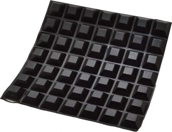 Made in USA - 0.81" Wide x 0.3" High, Self Adhesive Polyurethane Bumpers - Tapered Square - Exact Tool & Supply