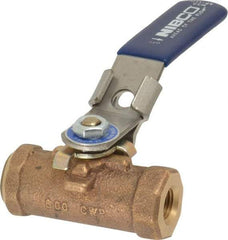 NIBCO - 1/4" Pipe, Reduced Port, Bronze Standard Ball Valve - 1 Piece, Inline - One Way Flow, FNPT x FNPT Ends, Locking Lever Handle, 600 WOG - Exact Tool & Supply
