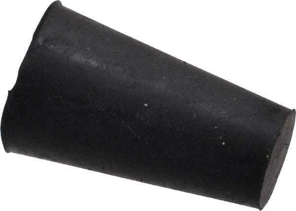 Made in USA - 25/64" Small End, 19/32" Large End Diam, Size 00, Tapered Rubber Stopper - 38 to 48 Shore A Durometer Hardness - Exact Tool & Supply