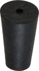 Made in USA - #00, 25/64 Small to 19/32 Large End Diam, Tapered Rubber Stopper with Hole - 38 to 48 Shore A Durometer, 1/8" Hole Diam - Exact Tool & Supply