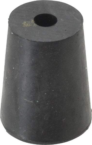 Made in USA - #2, 5/8 Small to 25/32 Large End Diam, Tapered Rubber Stopper with Hole - 38 to 48 Shore A Durometer, 13/64" Hole Diam - Exact Tool & Supply