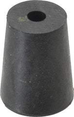 Made in USA - #2, 5/8 Small to 25/32 Large End Diam, Tapered Rubber Stopper with Hole - 38 to 48 Shore A Durometer, 13/64" Hole Diam - Exact Tool & Supply
