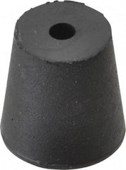 Made in USA - #3, 45/64 Small to 15/16 Large End Diam, Tapered Rubber Stopper with Hole - 38 to 48 Shore A Durometer, 13/64" Hole Diam - Exact Tool & Supply