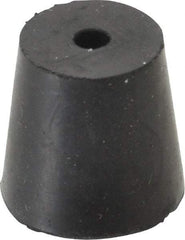Made in USA - #4, 25/32 Small to 1-1/64 Large End Diam, Tapered Rubber Stopper with Hole - 38 to 48 Shore A Durometer, 13/64" Hole Diam - Exact Tool & Supply