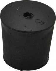 Made in USA - #5, 29/32 Small to 1-1/16 Large End Diam, Tapered Rubber Stopper with Hole - 38 to 48 Shore A Durometer, 13/64" Hole Diam - Exact Tool & Supply