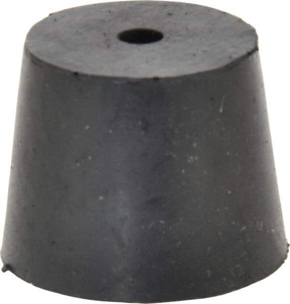 Made in USA - #6, 1-1/64 Small to 1-17/64 Large End Diam, Tapered Rubber Stopper with Hole - 38 to 48 Shore A Durometer, 13/64" Hole Diam - Exact Tool & Supply