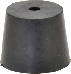 Made in USA - #6, 1-1/64 Small to 1-17/64 Large End Diam, Tapered Rubber Stopper with Hole - 38 to 48 Shore A Durometer, 13/64" Hole Diam - Exact Tool & Supply