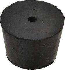 Made in USA - #7, 1-3/16 Small to 1-29/64 Large End Diam, Tapered Rubber Stopper with Hole - 38 to 48 Shore A Durometer, 13/64" Hole Diam - Exact Tool & Supply