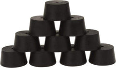 Made in USA - #9, 1-29/64 Small to 1-25/32 Large End Diam, Tapered Rubber Stopper with Hole - 38 to 48 Shore A Durometer, 13/64" Hole Diam - Exact Tool & Supply