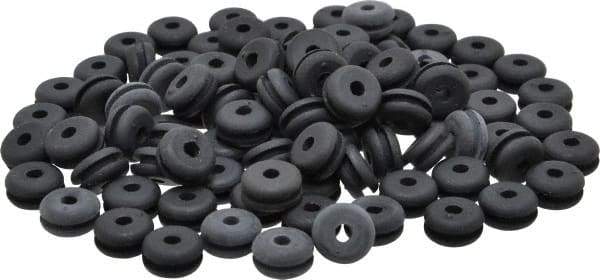 Made in USA - 7/16" OD, 7/32" Thick Flexible Grommet - Rubber, 5/16" Slot Diam x 1/16" Slot Width - Exact Tool & Supply