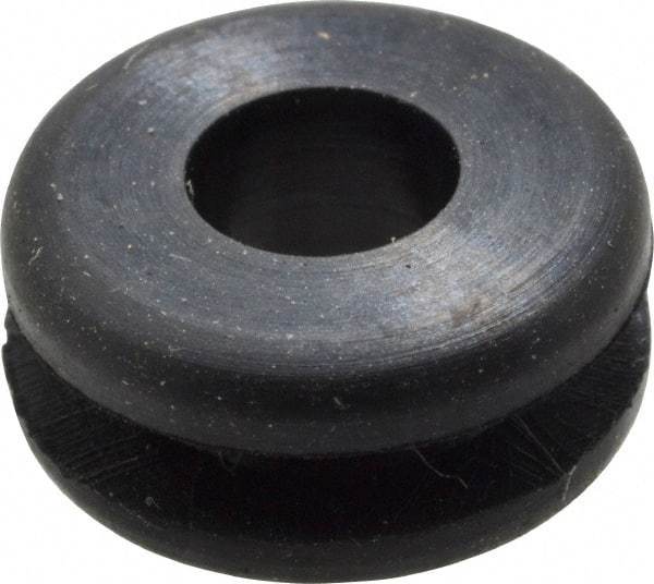 Made in USA - 3/8" OD, 3/16" Thick Flexible Grommet - Rubber, 1/4" Slot Diam x 1/16" Slot Width - Exact Tool & Supply