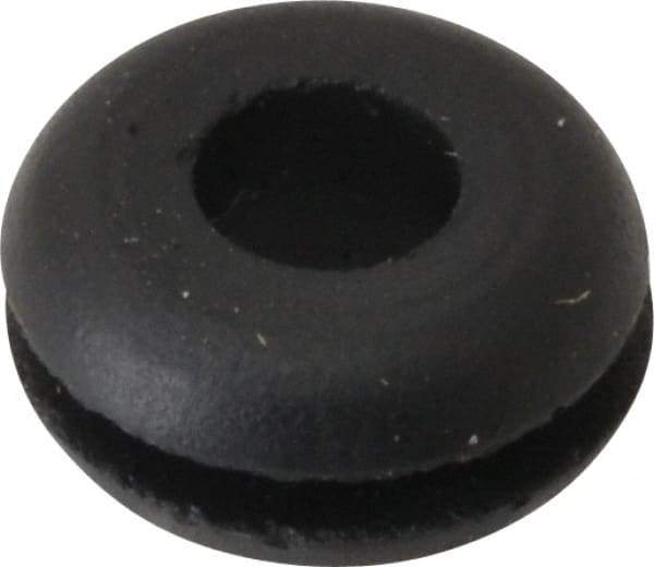 Made in USA - 7/16" OD, 7/32" Thick Flexible Grommet - Rubber, 9/32" Slot Diam x 1/16" Slot Width - Exact Tool & Supply