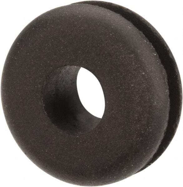 Made in USA - 1/2" OD, 7/32" Thick Flexible Grommet - Rubber, 5/16" Slot Diam x 1/16" Slot Width - Exact Tool & Supply