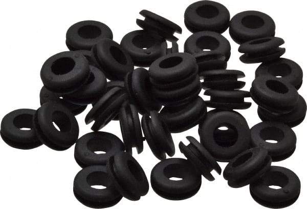Made in USA - 1/2" OD, 3/16" Thick Flexible Grommet - Rubber, 11/32" Slot Diam x 1/16" Slot Width - Exact Tool & Supply
