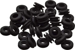 Made in USA - 1/2" OD, 3/16" Thick Flexible Grommet - Rubber, 11/32" Slot Diam x 1/16" Slot Width - Exact Tool & Supply