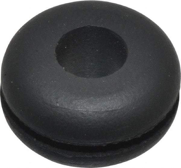 Made in USA - 5/8" OD, 11/32" Thick Flexible Grommet - Rubber, 3/8" Slot Diam x 1/16" Slot Width - Exact Tool & Supply