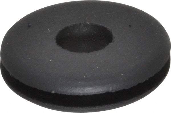 Made in USA - 3/4" OD, 11/64" Thick Flexible Grommet - Rubber, 9/16" Slot Diam x 1/16" Slot Width - Exact Tool & Supply