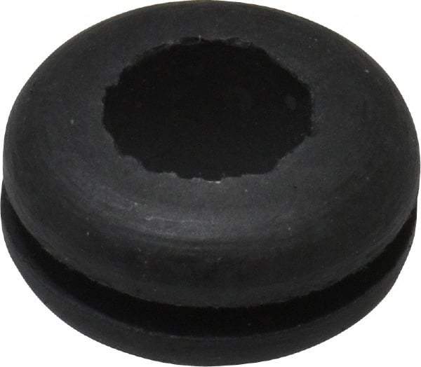 Made in USA - 9/16" OD, 1/4" Thick Flexible Grommet - Rubber, 3/8" Slot Diam x 1/16" Slot Width - Exact Tool & Supply