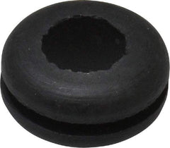 Made in USA - 9/16" OD, 1/4" Thick Flexible Grommet - Rubber, 3/8" Slot Diam x 1/16" Slot Width - Exact Tool & Supply