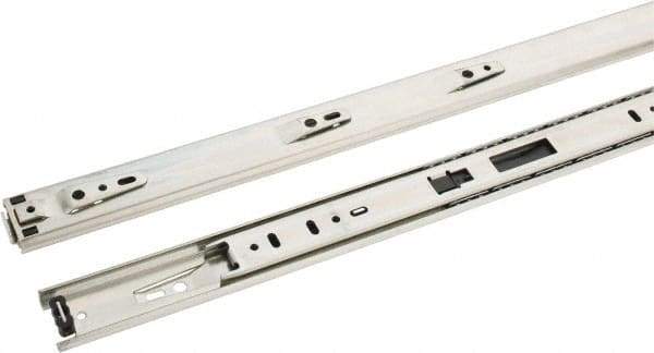 Knape & Vogt - 28" Slide Length, 21" Travel Length, Chrome Drawer Slide - Chrome Finish - Exact Tool & Supply
