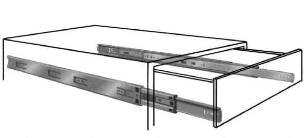 Knape & Vogt - 14" Slide Length, Chrome Box or Vertical File Drawer Slide - 18" Wide, Chrome Finish - Exact Tool & Supply