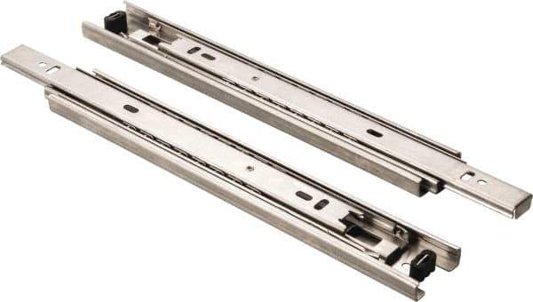 Knape & Vogt - 22" Slide Length, Chrome Box or Vertical File Drawer Slide - 18" Wide, Chrome Finish - Exact Tool & Supply