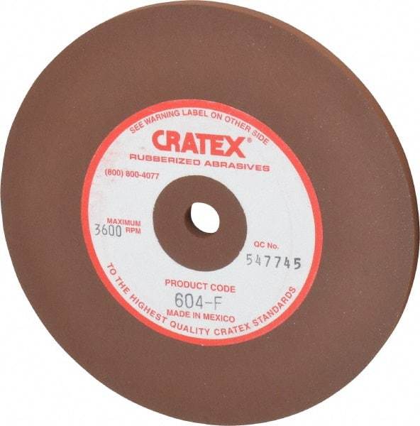 Cratex - 6" Diam x 1/2" Hole x 1/4" Thick, Surface Grinding Wheel - Silicon Carbide, Fine Grade, 3,600 Max RPM, Rubber Bond, No Recess - Exact Tool & Supply