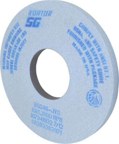 Norton - 14" Diam x 5" Hole x 1" Thick, J Hardness, 46 Grit Surface Grinding Wheel - Ceramic, Type 1, Coarse Grade, 1,800 Max RPM, Vitrified Bond, No Recess - Exact Tool & Supply