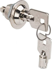 Made in USA - 5/8" Max Thickness, High Security Tubular Keyed Latch - Polished Nickel Coated - Exact Tool & Supply