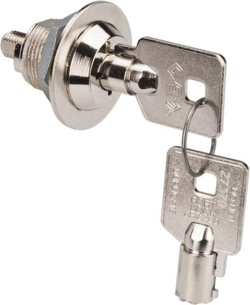Made in USA - 5/8" Max Thickness, High Security Tubular Keyed Latch - Polished Nickel Coated - Exact Tool & Supply
