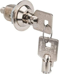 Made in USA - 7/8" Max Thickness, High Security Tubular Keyed Latch - Polished Nickel Coated - Exact Tool & Supply