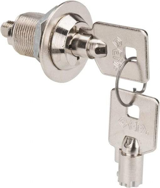 Made in USA - 7/8" Max Thickness, High Security Tubular Keyed Latch - Polished Nickel Coated - Exact Tool & Supply