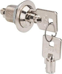 Made in USA - 7/8" Max Thickness, High Security Tubular Keyed Latch - Polished Nickel Coated - Exact Tool & Supply