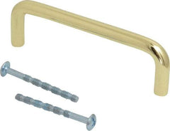 Value Collection - Pulls - Bright Brass Finish, Brass, 3-1/2" Center to Center - Exact Tool & Supply