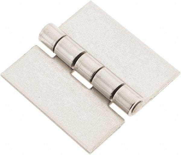 Made in USA - 2" Wide x 0.078" Thick, Blank Butt Hinge - Stainless Steel, Polished Finish - Exact Tool & Supply