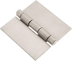 Made in USA - 3" Wide x 0.093" Thick, Blank Butt Hinge - Stainless Steel, Polished Finish - Exact Tool & Supply