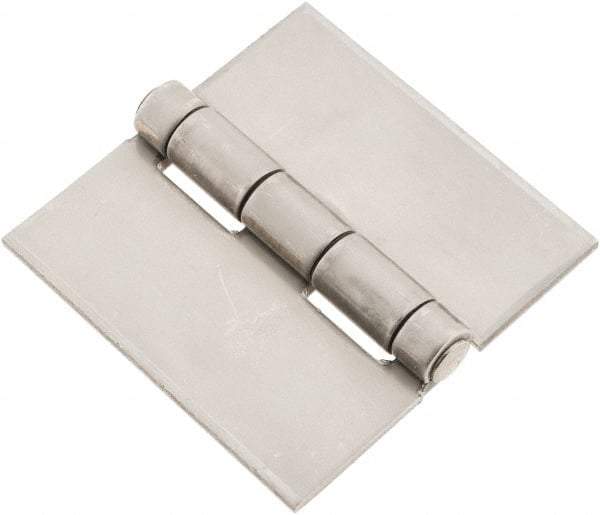 Made in USA - 3" Wide x 1/8" Thick, Blank Butt Hinge - Stainless Steel, Polished Finish - Exact Tool & Supply