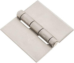 Made in USA - 3" Wide x 1/8" Thick, Blank Butt Hinge - Stainless Steel, Polished Finish - Exact Tool & Supply