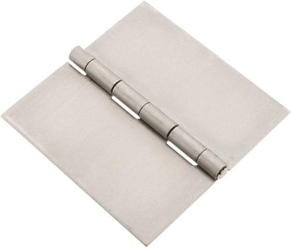 Made in USA - 4" Wide x 0.078" Thick, Blank Butt Hinge - Stainless Steel, Polished Finish - Exact Tool & Supply