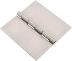 Made in USA - 4" Wide x 0.078" Thick, Blank Butt Hinge - Stainless Steel, Polished Finish - Exact Tool & Supply