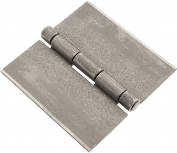 Made in USA - 4" Wide x 0.12" Thick, Blank Butt Hinge - Steel, Plain Finish - Exact Tool & Supply