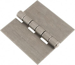Made in USA - 6" Wide x 3/16" Thick, Blank Butt Hinge - Steel, Plain Finish - Exact Tool & Supply