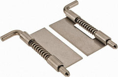 Made in USA - 7/8" Wide x 0.05" Thick, Spring Loaded Latch Hinge - Stainless Steel, Zinc Plated Finish - Exact Tool & Supply