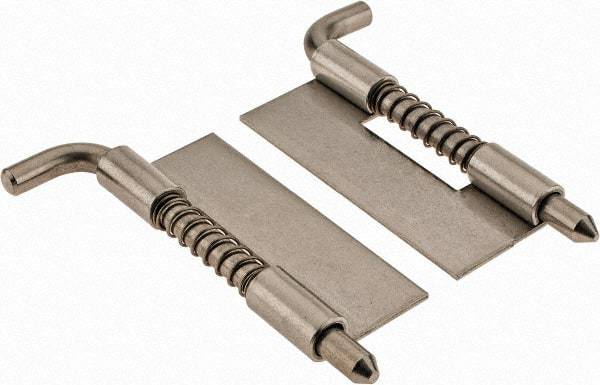 Made in USA - 1" Wide x 1/16" Thick, Spring Loaded Latch Hinge - Stainless Steel, Zinc Plated Finish - Exact Tool & Supply