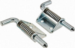 Made in USA - 1.12" Wide x 1/8" Thick, Spring Loaded Latch Hinge - Steel, Zinc Plated Finish - Exact Tool & Supply