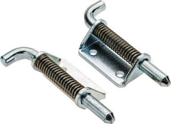 Made in USA - 1-1/4" Wide x 3/16" Thick, Spring Loaded Latch Hinge - Steel, Zinc Plated Finish - Exact Tool & Supply