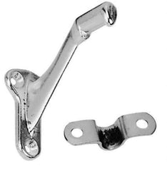National Mfg. - Bright Brass Coated, Handrail Bracket - 2-1/4" Long, 2-29/32" High, 1-23/64" Wide - Exact Tool & Supply