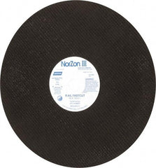 Norton - 16" 24 Grit Zirconia Alumina Cutoff Wheel - 1/8" Thick, 1" Arbor, 4,800 Max RPM, Use with Electric & Gas Powered Saws - Exact Tool & Supply